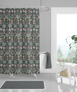 Vintage-Inspired Chamomile Dandelion Wildflowers Shower Curtain, William Morris-Inspired Design for a Romantic Bathroom
