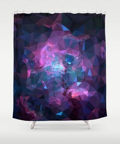 Violet Low Poly Abstract Lilac Polygon Art Purple Shower Curtain Design for Colorful Bathroom