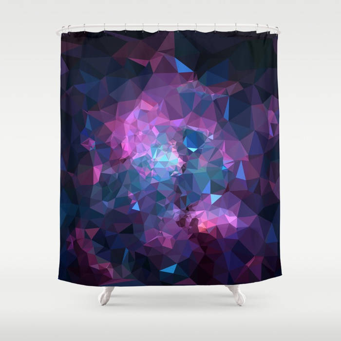 Violet Low Poly Abstract Lilac Polygon Art Purple Shower Curtain Design for Colorful Bathroom