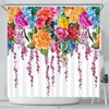 Vivid Blossoming Garden Fabric Shower Curtain With Tropical Flowers, Beautiful Bathroom Accessory
