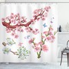 Vivid Flowering Branch Print Shower Curtain For An Artistic Bathroom