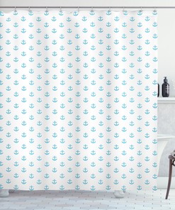 Vivid Icon Pattern Print Anchor Shower Curtain For Bathroom