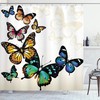 Vivid Monarch Butterflies Flying Shades Shadows Dreamlike Fantasy White Ecru Shower Curtain