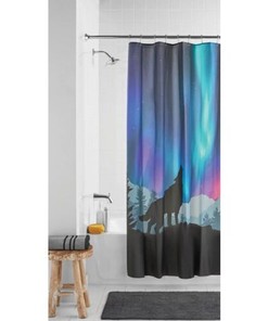 WOLF Peva Shower Curtain Vibrant Colors - Bold Canine Shower Dcor