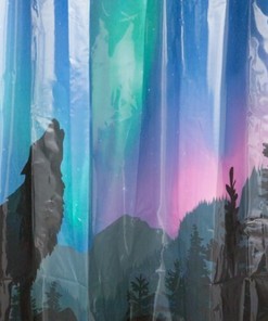 WOLF Peva Shower Curtain Vibrant Colors - Bold Canine Shower Dcor