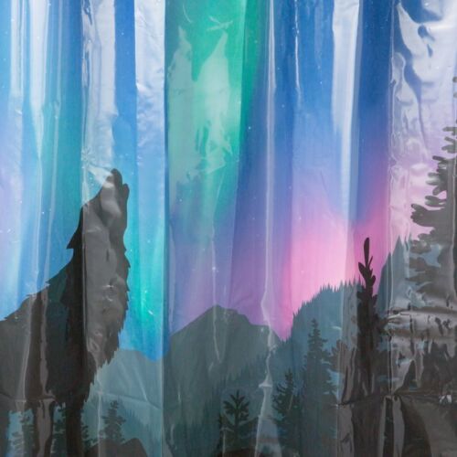 WOLF Peva Shower Curtain Vibrant Colors - Bold Canine Shower Dcor