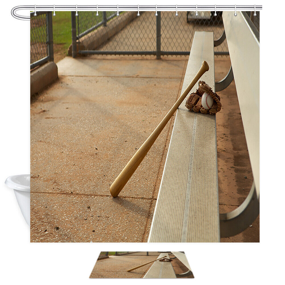 Waiting Area Baseball Glove Print Shower Curtain Decor - Image 2