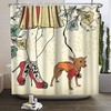 Walking Pet Dog Shower Curtain - African American Girl Bathroom Decor