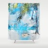 Wanderlust Themed Bohemian Palm Tree Shower Curtain for Bathroom Decor