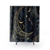 Waning Crescent Moon Shower Curtain With Botanical Leaf Aesthetic For Unique Bathroom Decor