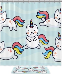 Wannabe Unicorn Clipart Set With Shower Curtain And Bath Accessories