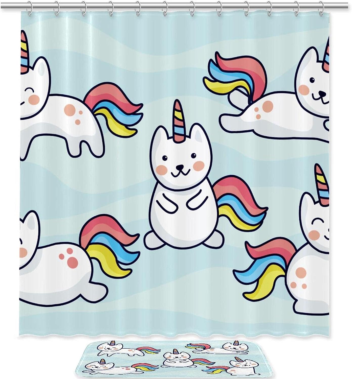 Wannabe Unicorn Clipart Set With Shower Curtain And Bath Accessories