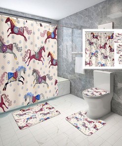War Horse Art Shower Curtain, Waterproof Bathroom Decor with Horse Design