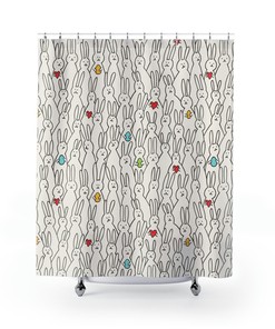 Warm Colors Easter Bunny Shower Curtain with Unique Design for Spring Bathroom Decor