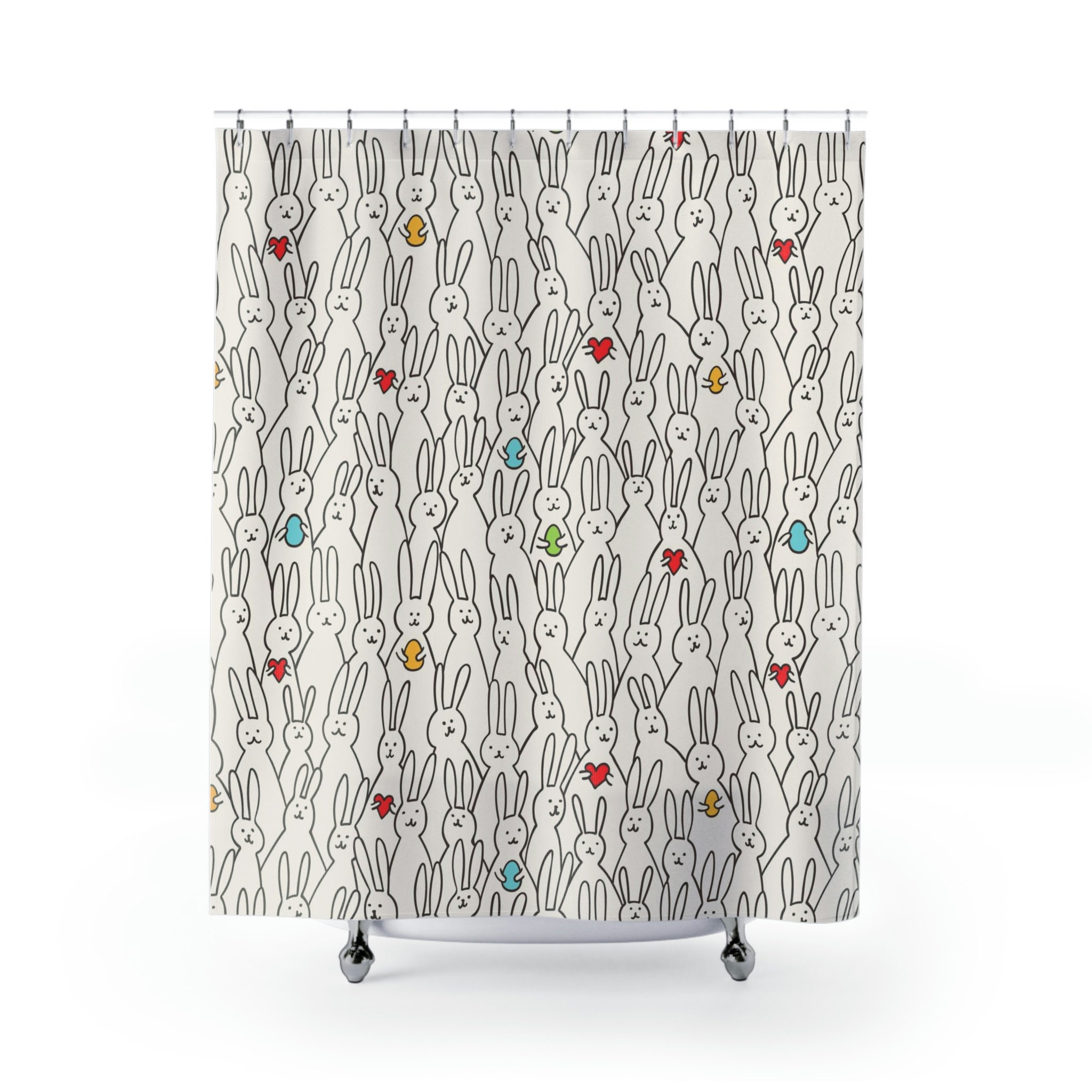 Warm Colors Easter Bunny Shower Curtain with Unique Design for Spring Bathroom Decor