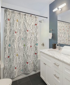 Warm Colors Easter Bunny Shower Curtain with Unique Design for Spring Bathroom Decor