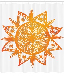 Warm Colors Pattern Shower Curtain, Fabric Bathroom Decor with Artistic Design