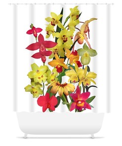 Warm and Lively Orchids Floral Bathroom Decor Shower Curtain