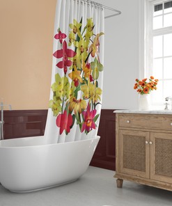 Warm and Lively Orchids Floral Bathroom Decor Shower Curtain