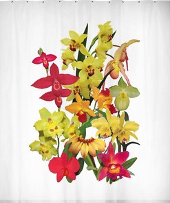 Warm and Lively Orchids Floral Bathroom Decor Shower Curtain