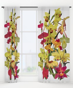 Warm and Lively Orchids Floral Bathroom Decor Shower Curtain