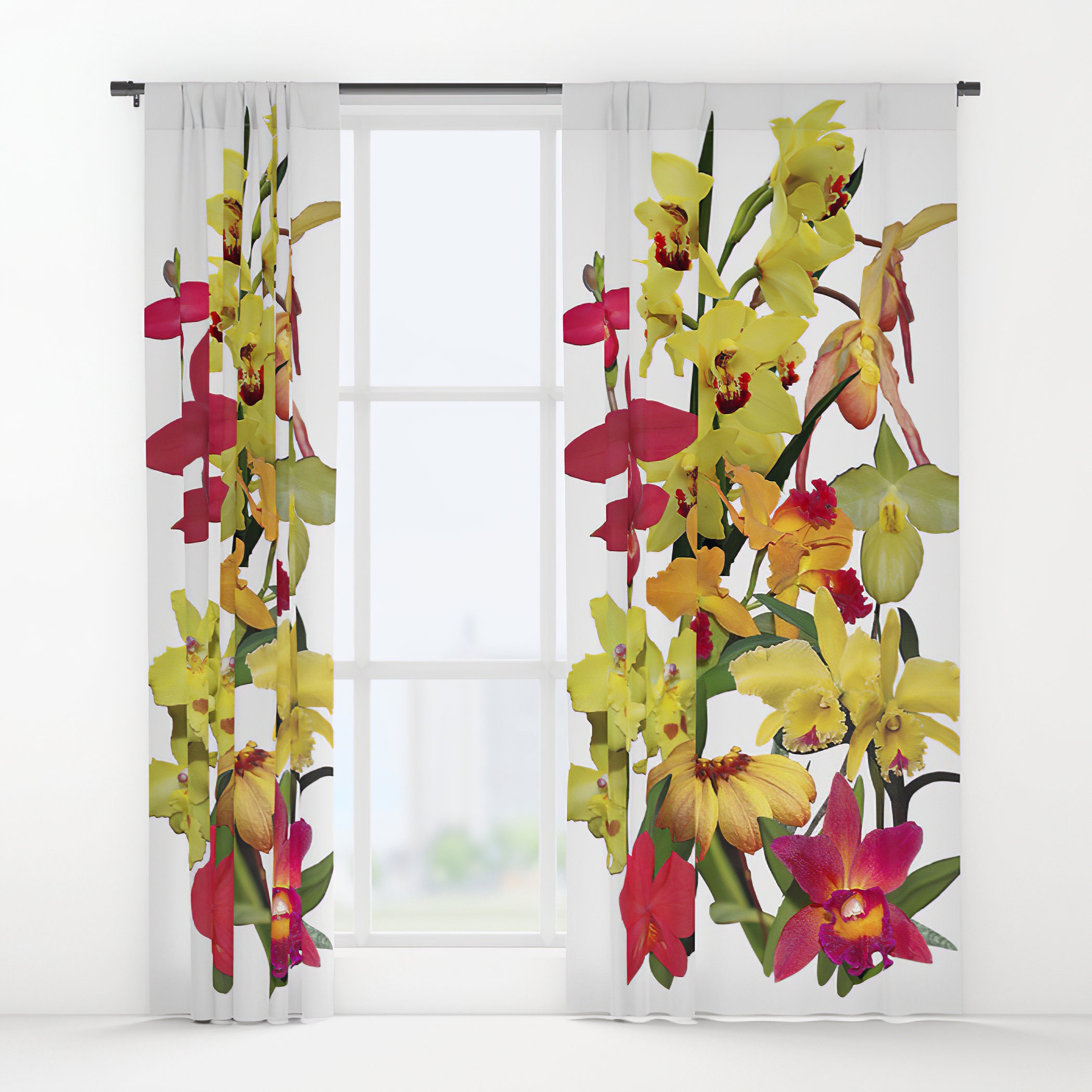 Warm and Lively Orchids Floral Bathroom Decor Shower Curtain