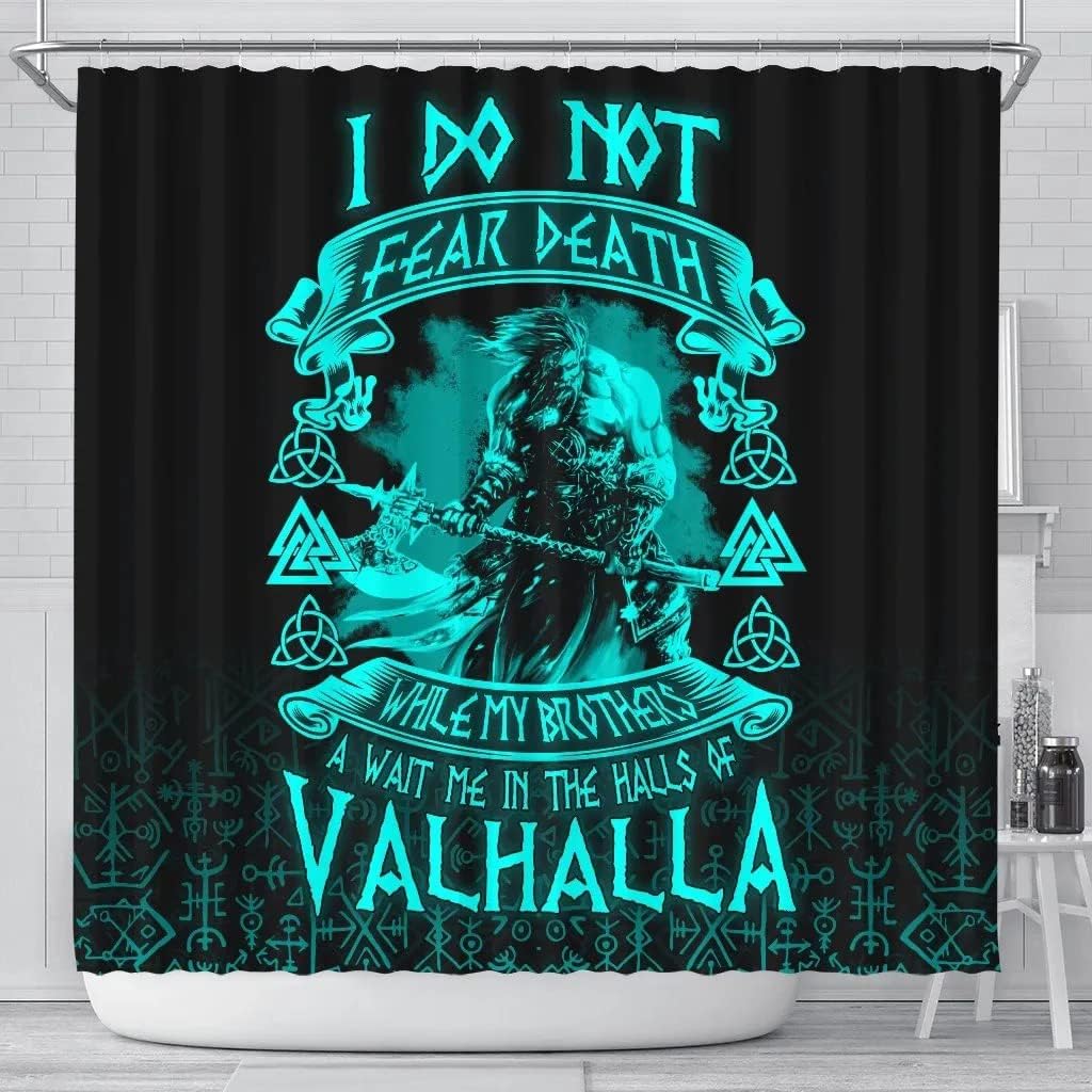 Warrior Valhalla Norse Vikings Shower Curtain Cover, 3D Print Pattern for Bathroom/Laundry Waterproof