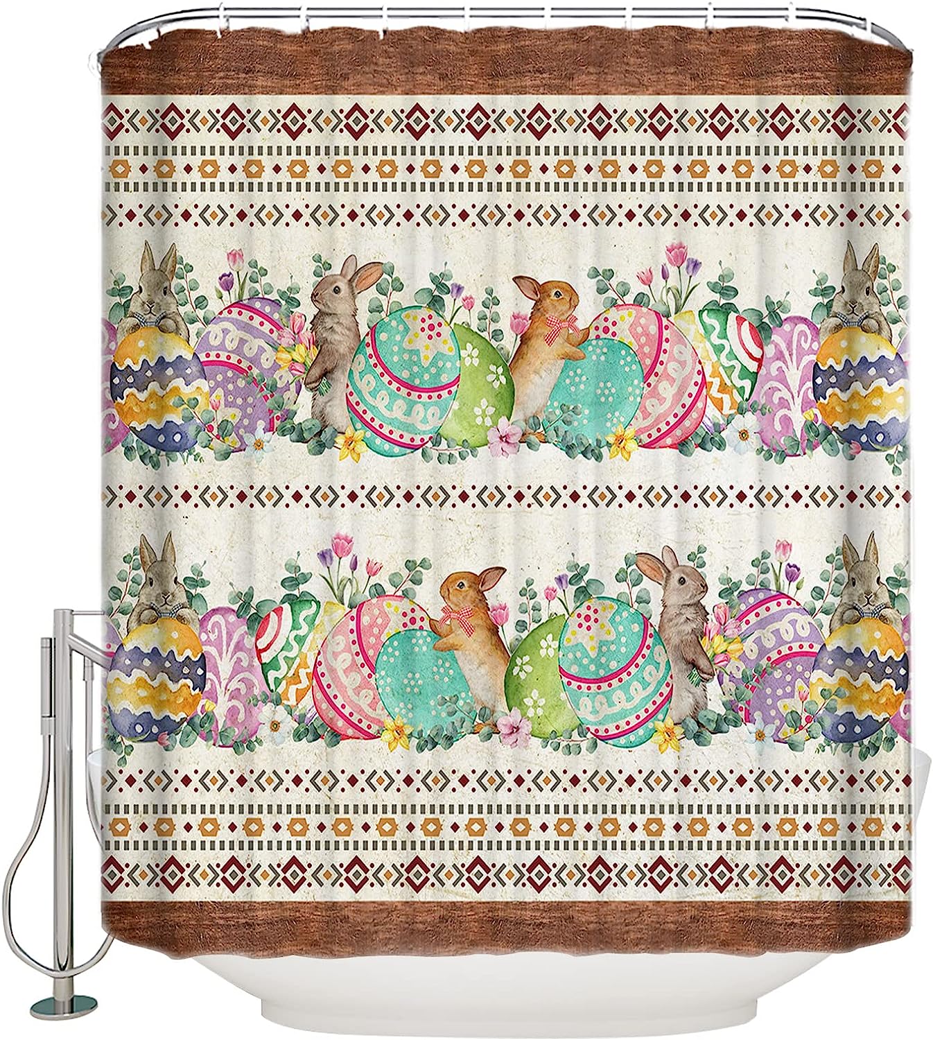 Washable Cloth Fabric Easter Southwest Shower Curtain With Travel Shower Curtain