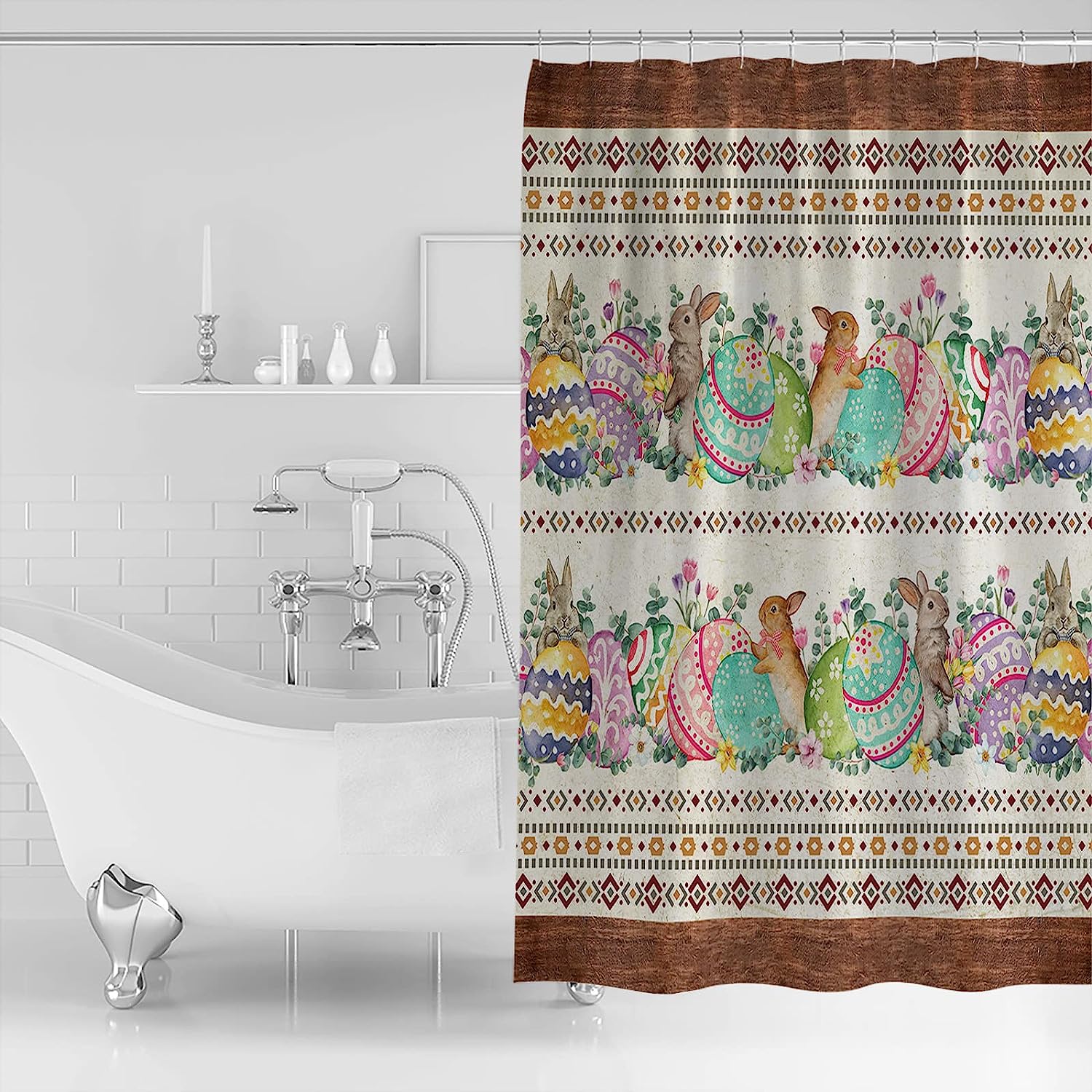Washable Cloth Fabric Easter Southwest Shower Curtain With Travel Shower Curtain