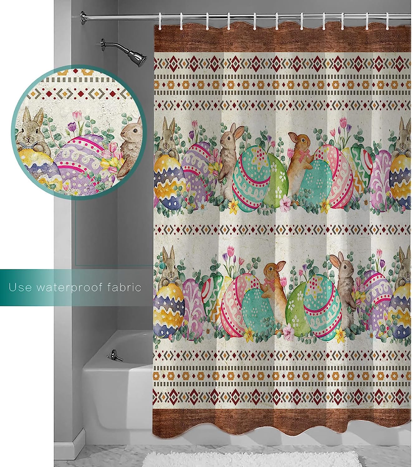 Washable Cloth Fabric Easter Southwest Shower Curtain With Travel Shower Curtain