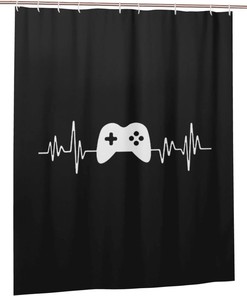 Washable Heartbeat Gamer Shower Curtain - Waterproof Fabric