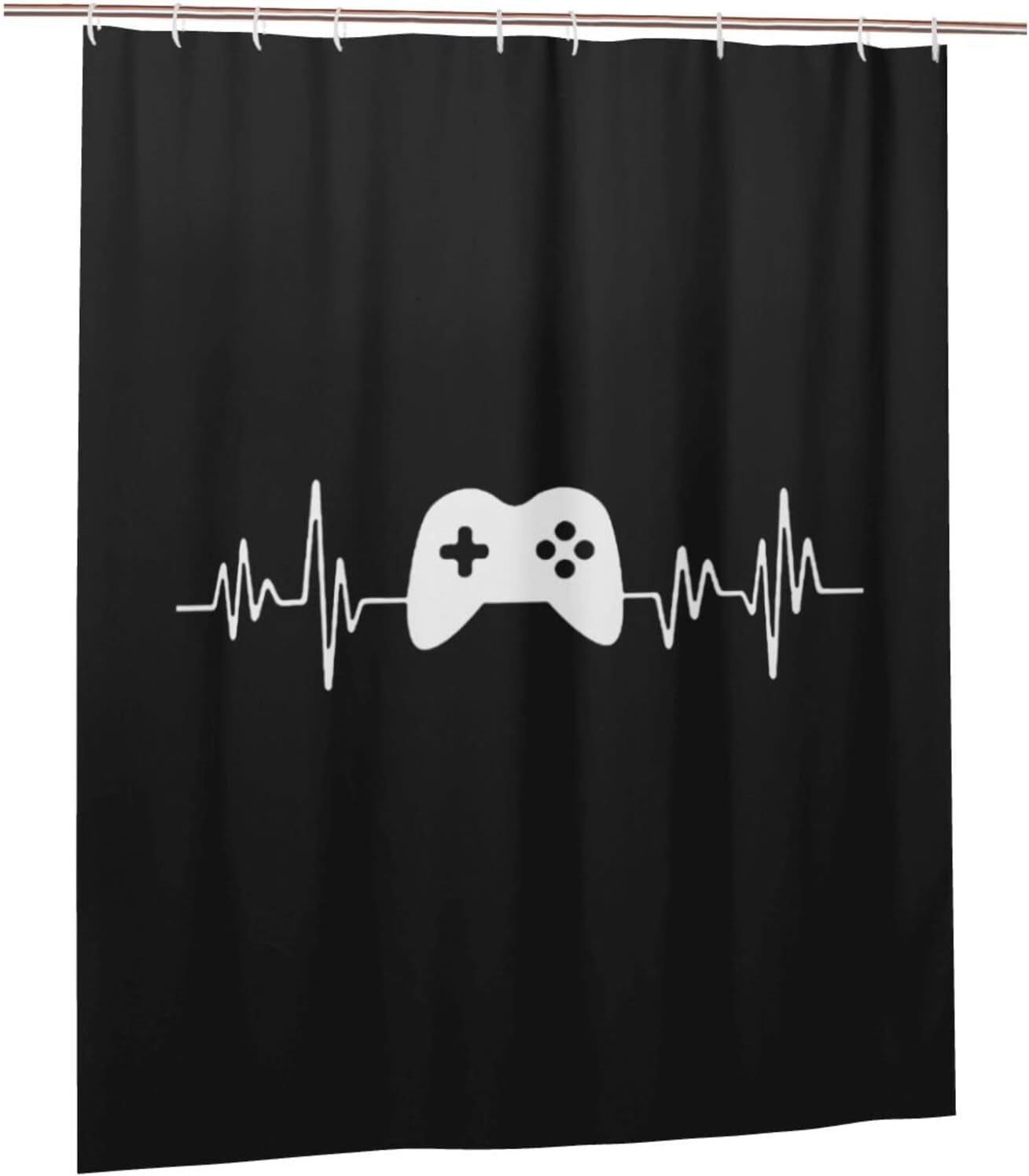 Washable Heartbeat Gamer Shower Curtain - Waterproof Fabric