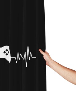 Washable Heartbeat Gamer Shower Curtain - Waterproof Fabric