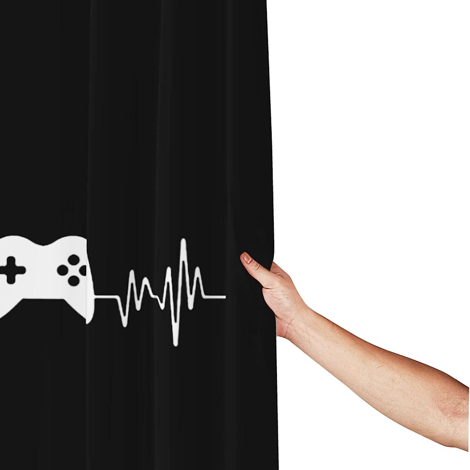 Washable Heartbeat Gamer Shower Curtain - Waterproof Fabric