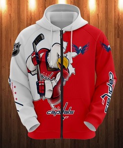 Washington Capitals All Over Print Zip Hoodie Pullover Gift For Fans