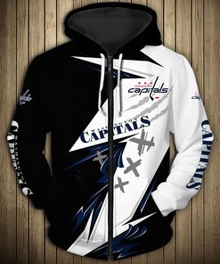 Washington Capitals Cartoon Graphic All Over Print 3D Zip Hoodie For Fans
