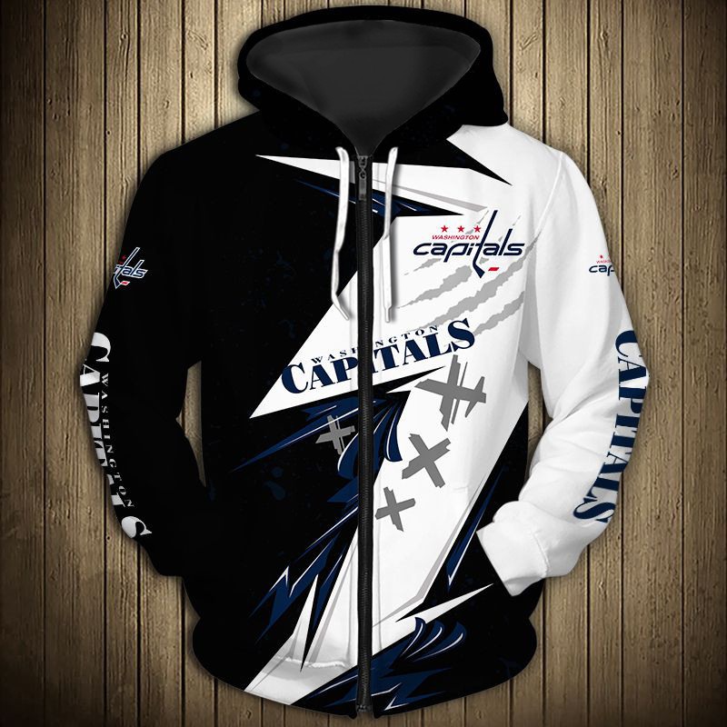 Washington Capitals Cartoon Graphic All Over Print 3D Zip Hoodie For Fans