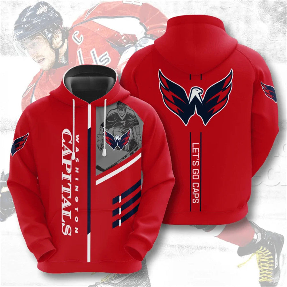 Washington Capitals Thunder Design All Over Print 3D Pullover Nhl Hoodie