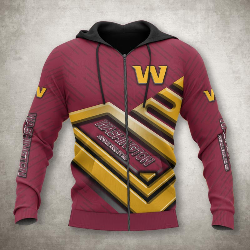 Washington Commanders 3D Printed All Over Print Zipper Hoodie For Fans