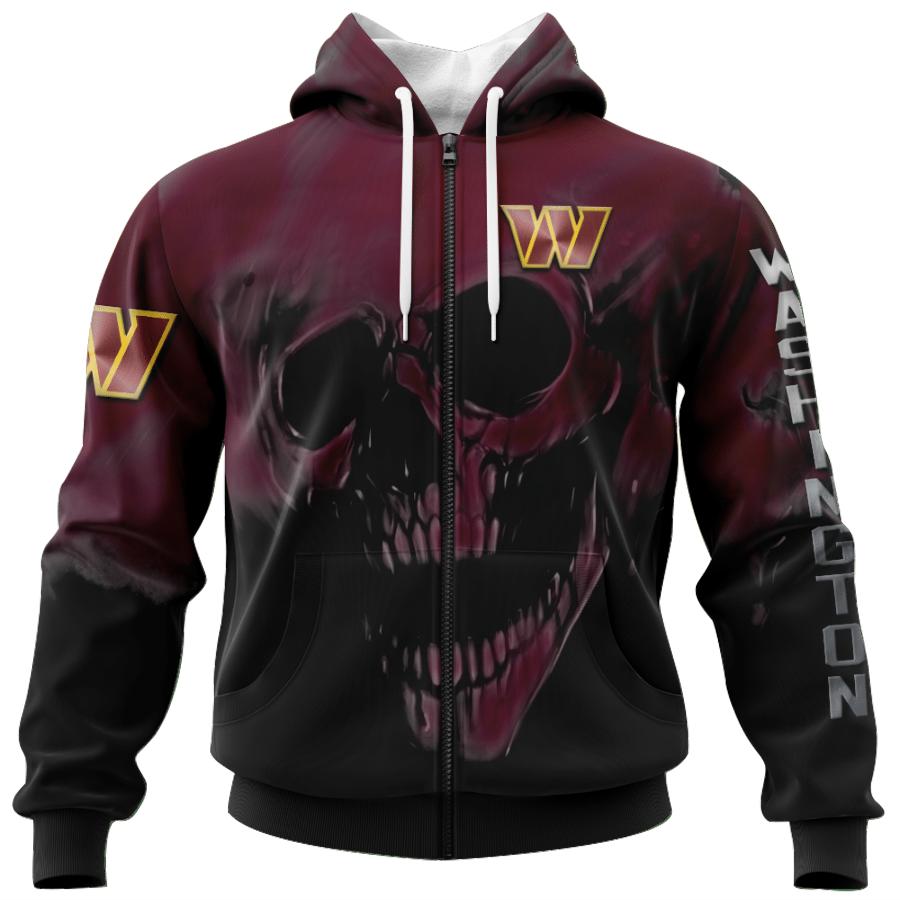 Washington Commanders All Over Print Zip Up Hoodie With No.1 Design