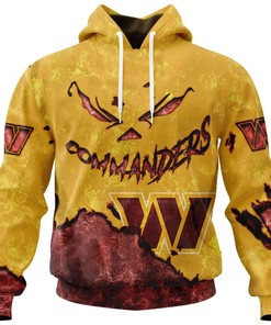 Washington Commanders Halloween Custom Name & Number 3D All Over Print Hoodie For Fans