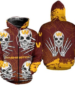 Washington Football Team Skull Halloween Graphic 3D All Over Print Hoodie