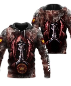 Washington Football Team Skull Hoodie With Smoke Background For Fans