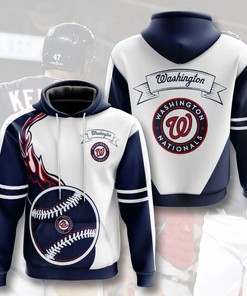 Washington Nationals Flame Balls Graphic 3D All Over Print Zip-Up Hoodie For Fans