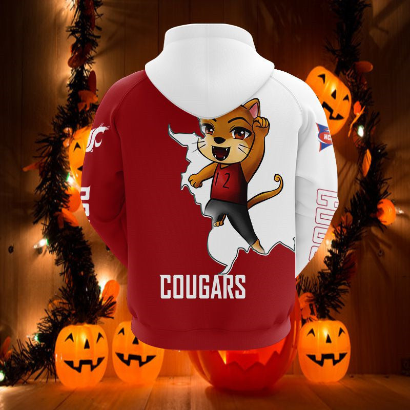 Washington State Cougars Mascot Printed 3D All Over Print Hoodie For Fans