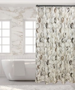 Water Color Geometric Tiles Shower Curtain for Bathroom