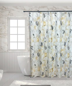 Water Color Geometric Tiles Shower Curtain for Bathroom