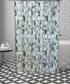 Water Color Geometric Tiles Shower Curtain for Bathroom