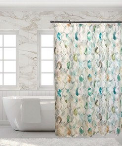 Water Color Geometric Tiles Shower Curtain for Bathroom