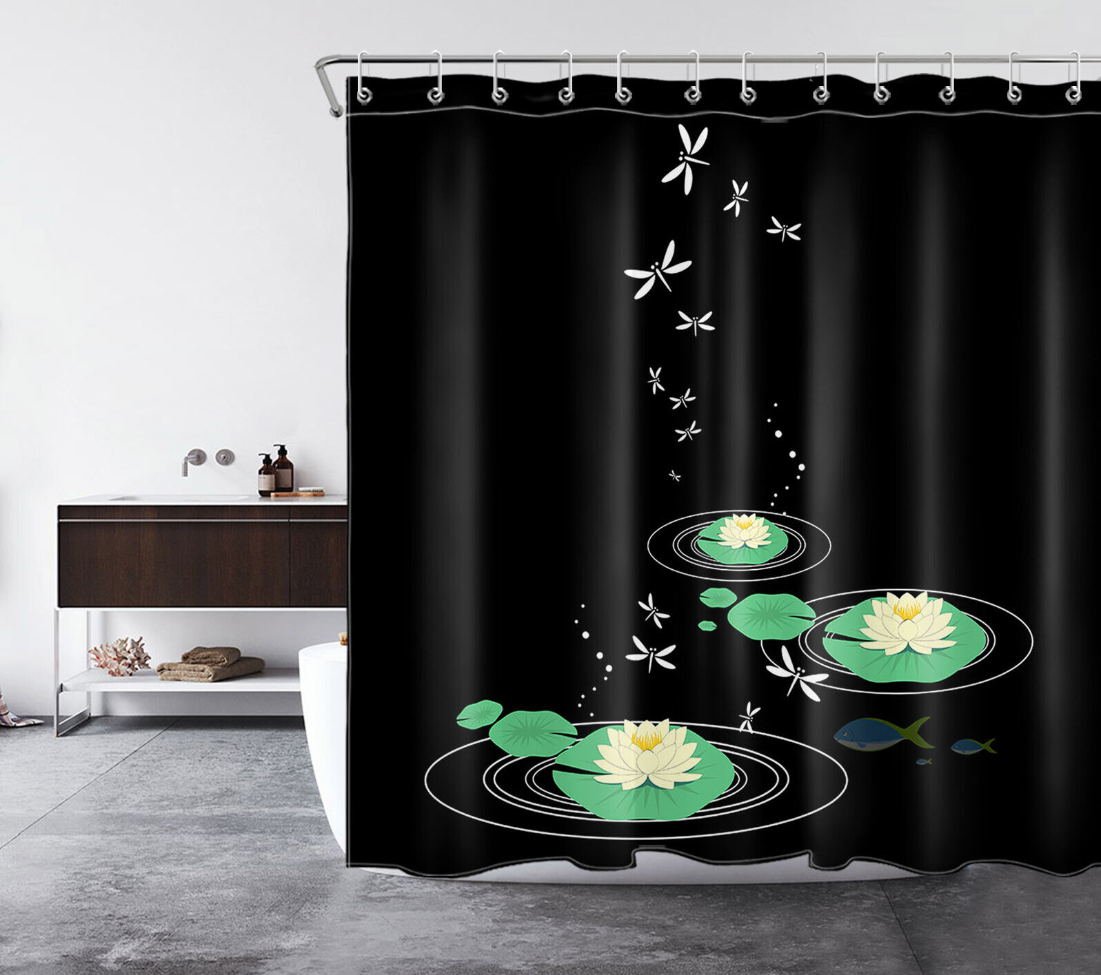 Water Lily Dragonfly Shower Curtain for a Serene and Whimsical Bathroom Decor